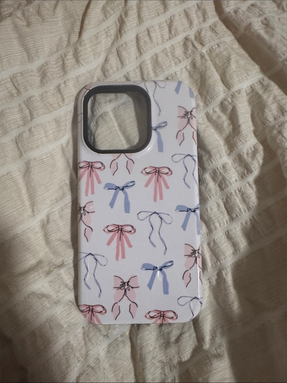 iPhone 15 Pro Bow Pattern Protective iPhoneCase in Pink & Light Blue - Unbranded